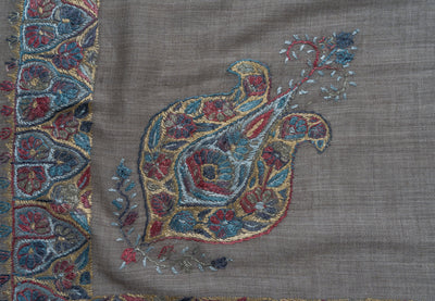 Ash Gold Rumal — Sozni Hand Embroidered