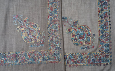 Ash Gold Rumal — Sozni Hand Embroidered