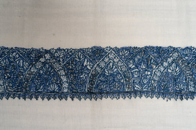 Ivory Sapphire Rumal — Sozni Hand Embroidered