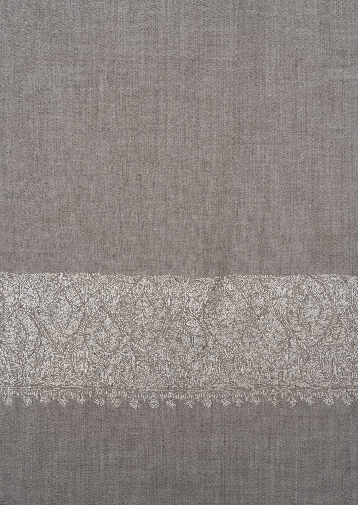 Pearl Mist Ivory 2.5 Yards Sozni Hand Embroidered Shawl