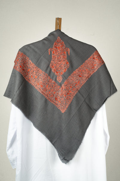 Charcoal Flame Rumal — Sozni Hand Embroidered