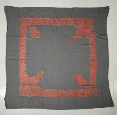 Charcoal Flame Rumal — Sozni Hand Embroidered
