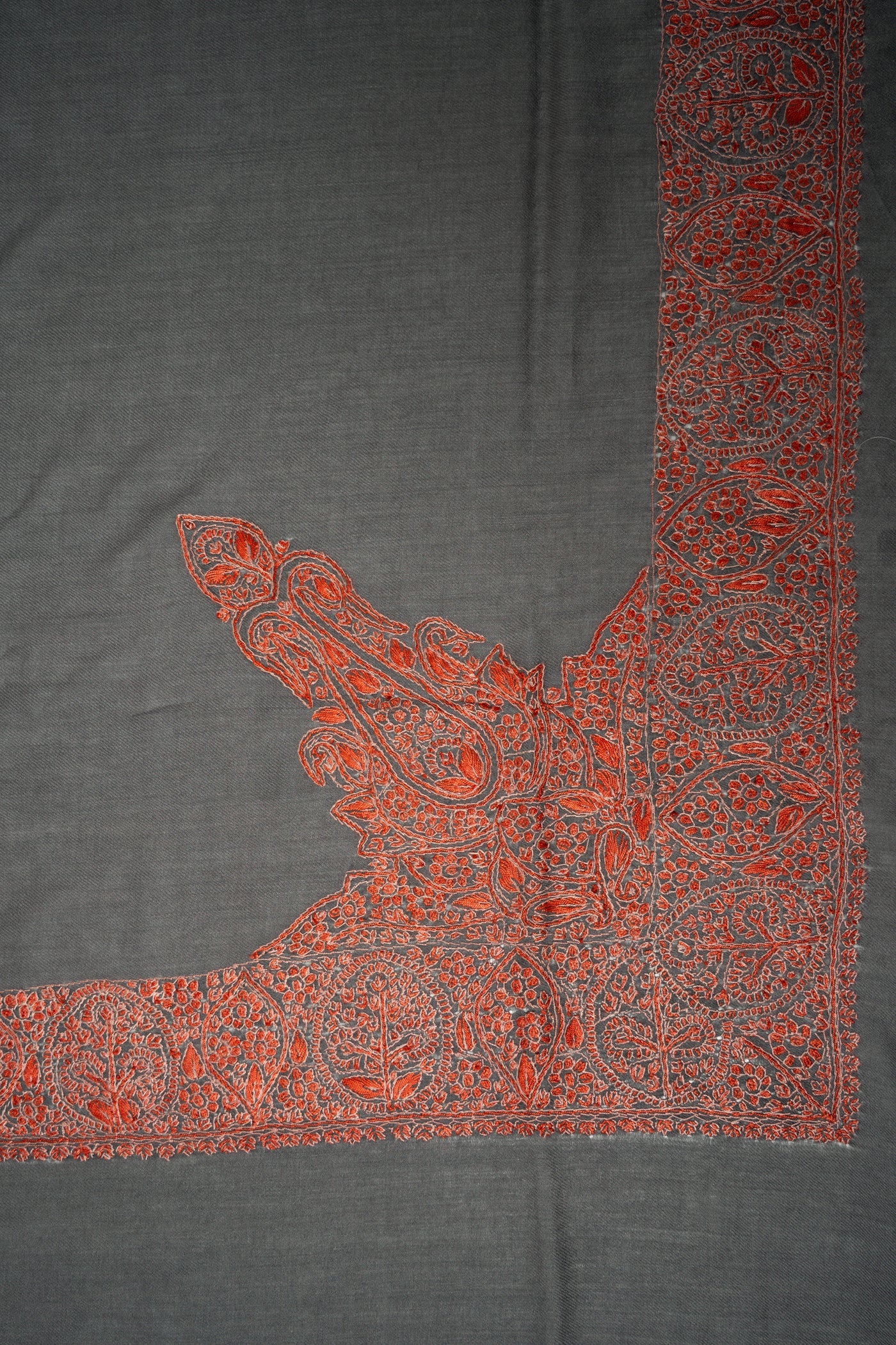 Charcoal Flame Rumal — Sozni Hand Embroidered