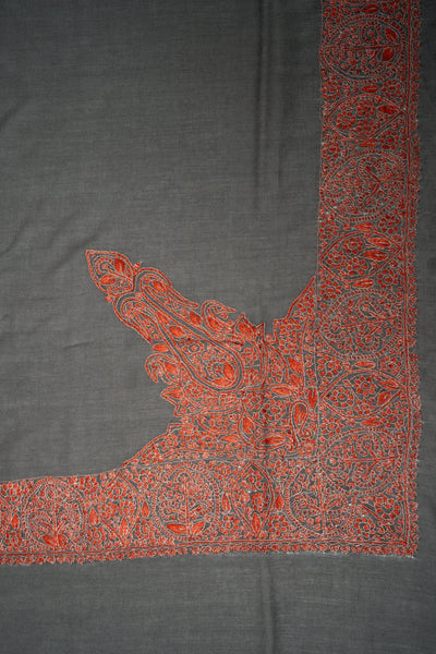 Charcoal Flame Rumal — Sozni Hand Embroidered