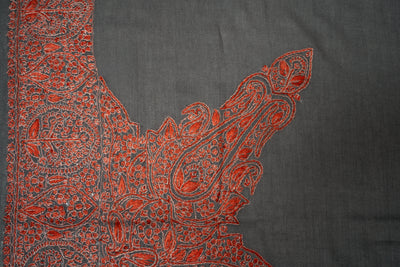 Charcoal Flame Rumal — Sozni Hand Embroidered