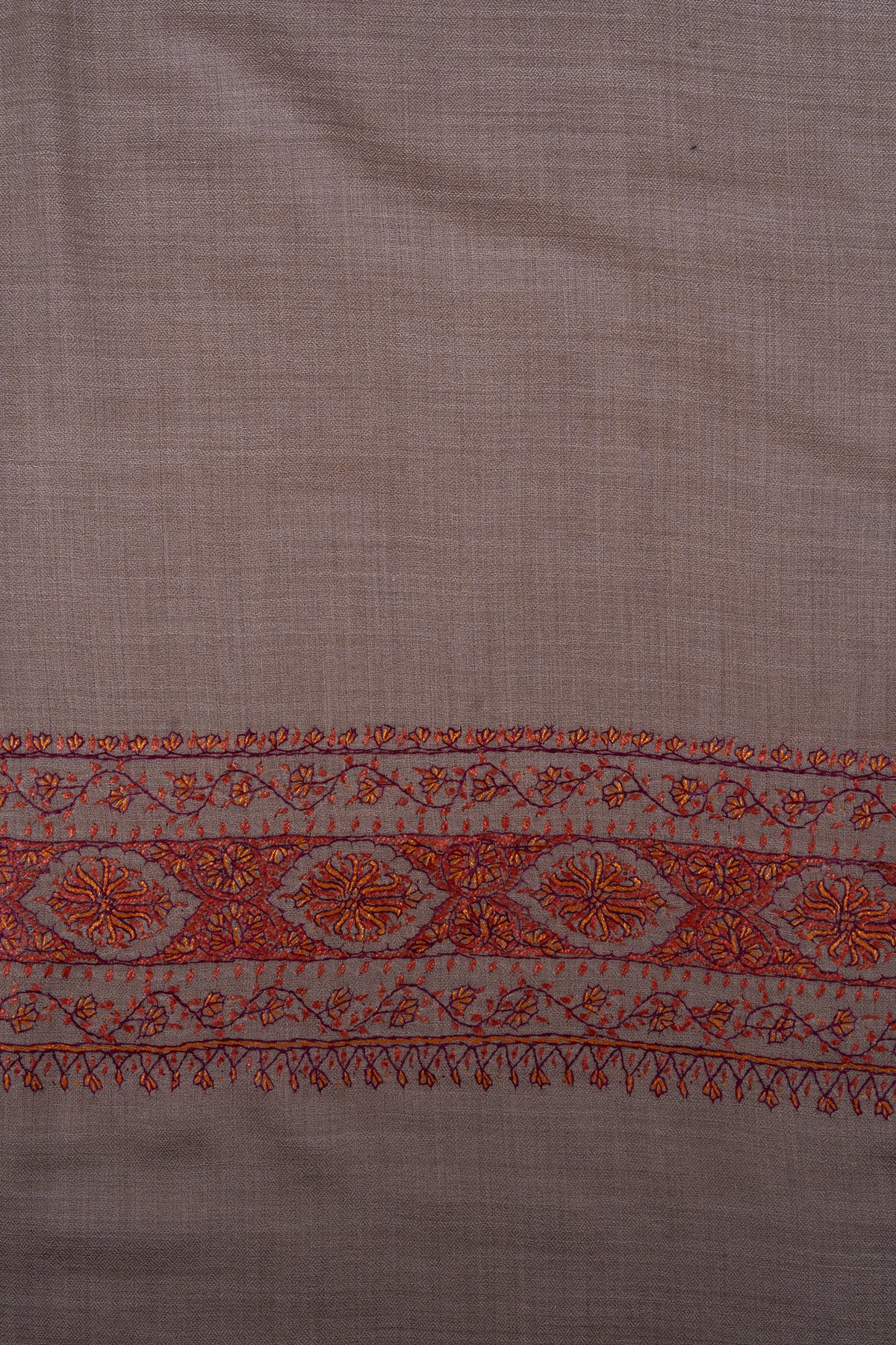 Autumn Clay Border 2.5 Yards Sozni Hand Embroidered Shawl