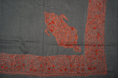 Charcoal Flame Rumal — Sozni Hand Embroidered