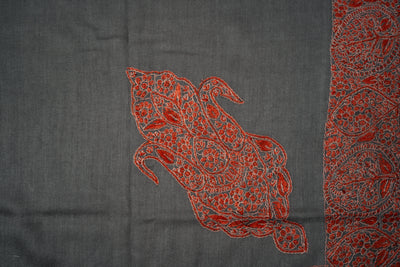 Charcoal Flame Rumal — Sozni Hand Embroidered