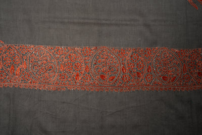 Charcoal Flame Rumal — Sozni Hand Embroidered