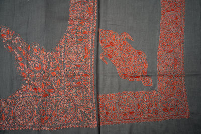 Charcoal Flame Rumal — Sozni Hand Embroidered