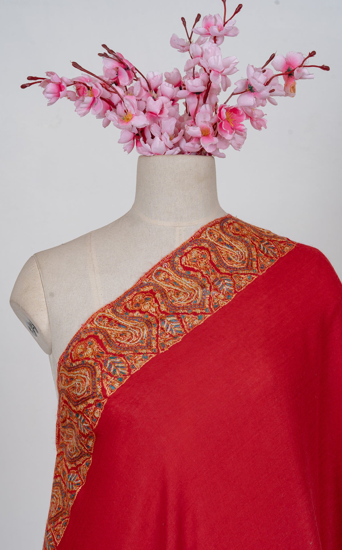 Scarlet Heritage 2.5 Yards Sozni Hand Embroidered Shawl