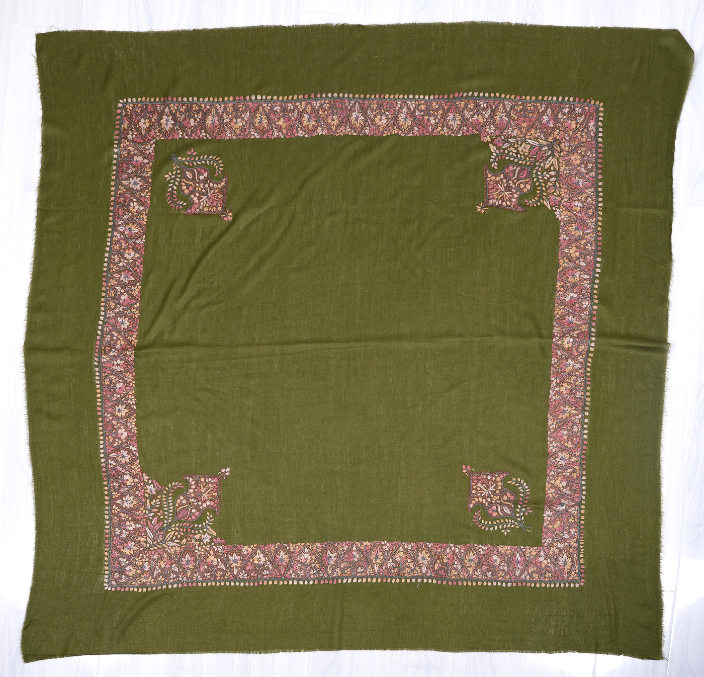 Olive Rose Rumal — Sozni Hand Embroidered