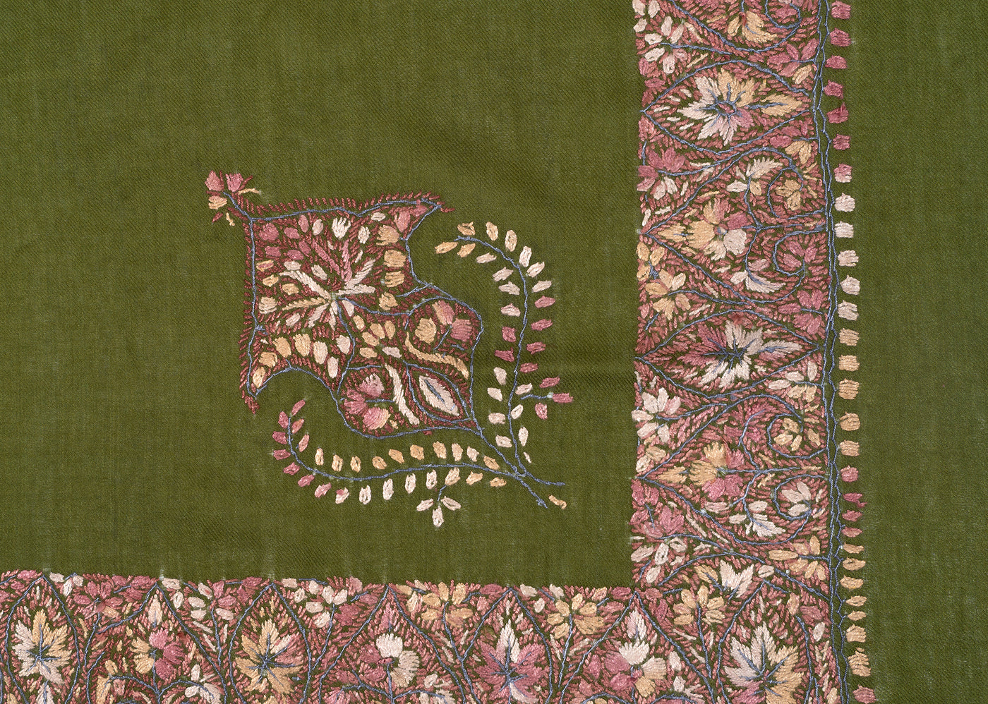 Olive Rose Rumal — Sozni Hand Embroidered
