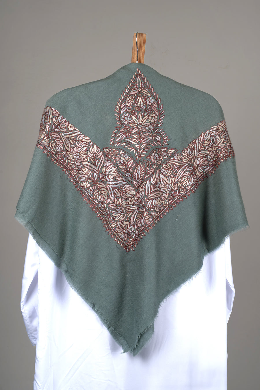 Pearl Sage Rumal — Sozni Hand Embroidered