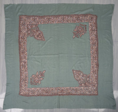 Pearl Sage Rumal — Sozni Hand Embroidered