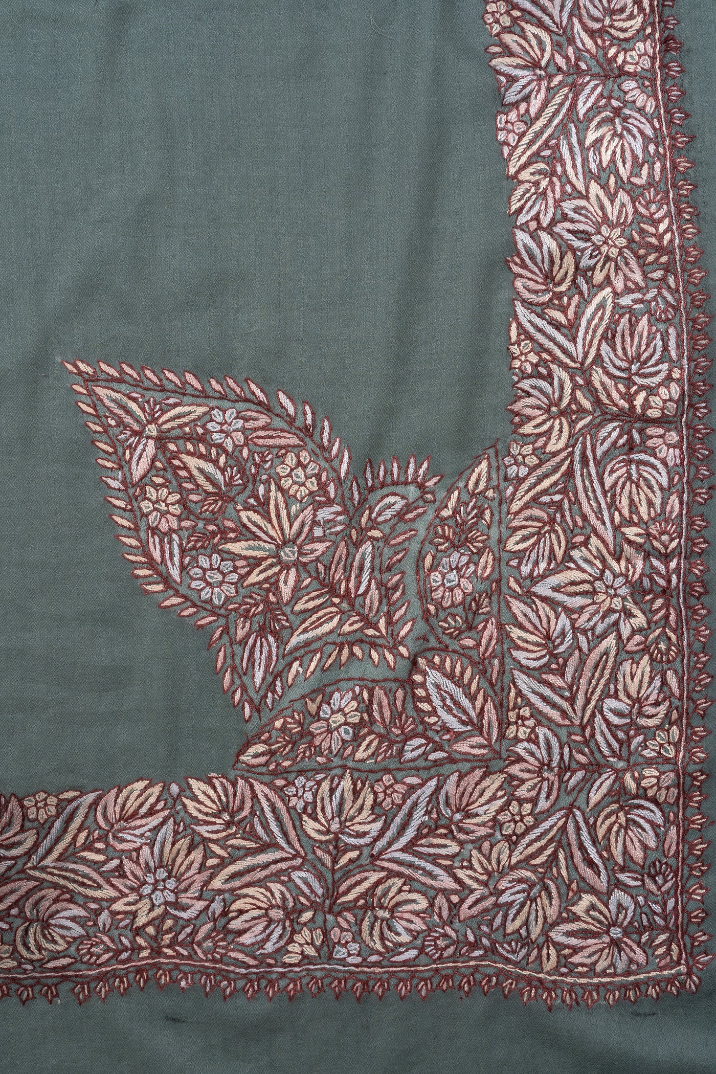 Pearl Sage Rumal — Sozni Hand Embroidered