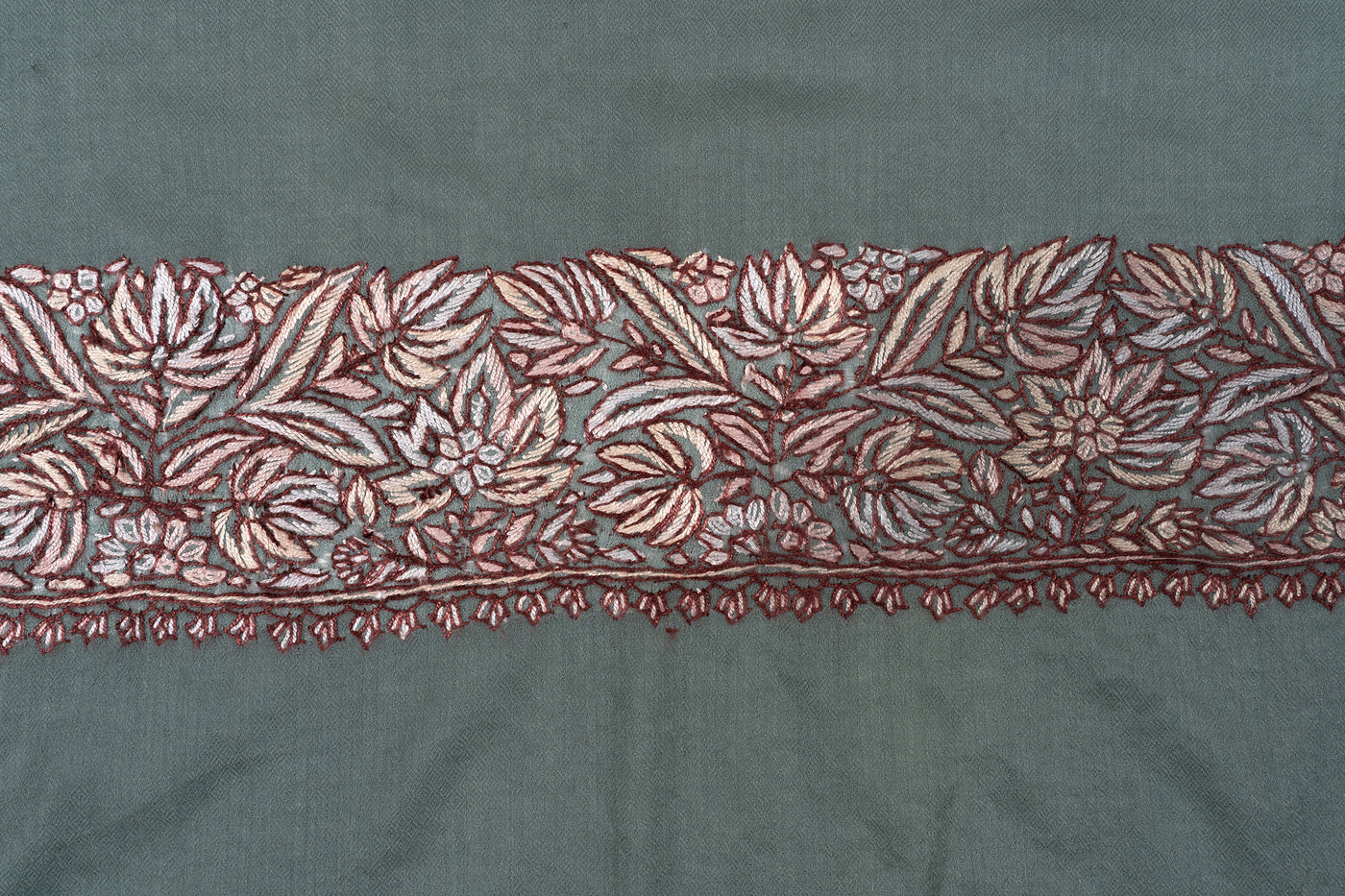 Pearl Sage Rumal — Sozni Hand Embroidered