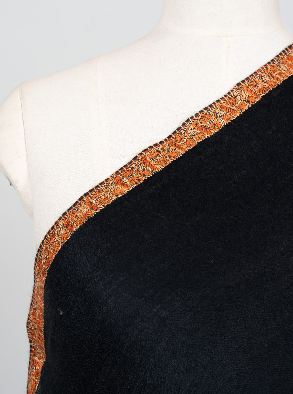Obsidian Ember 2.5 Yards Sozni Hand Embroidered Shawl