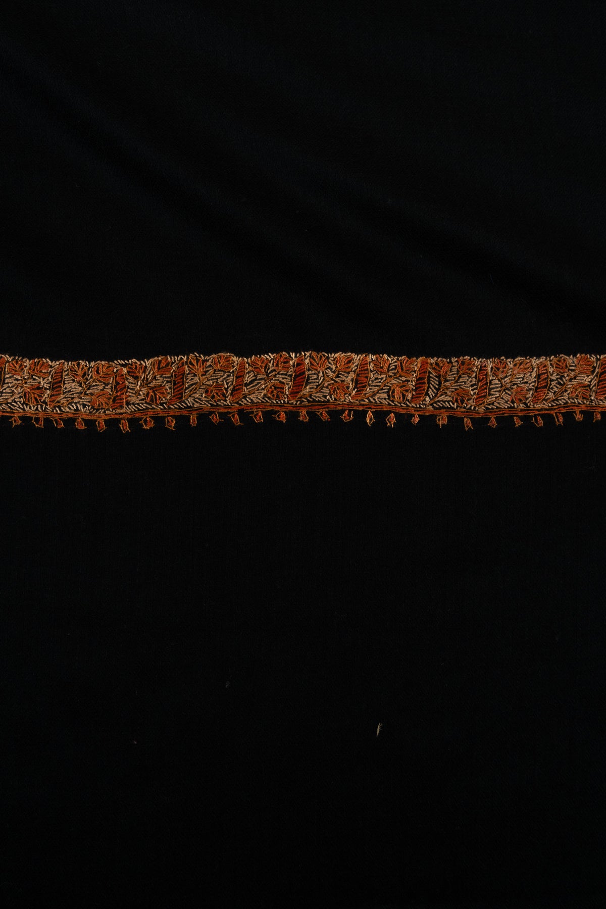 Obsidian Ember 2.5 Yards Sozni Hand Embroidered Shawl