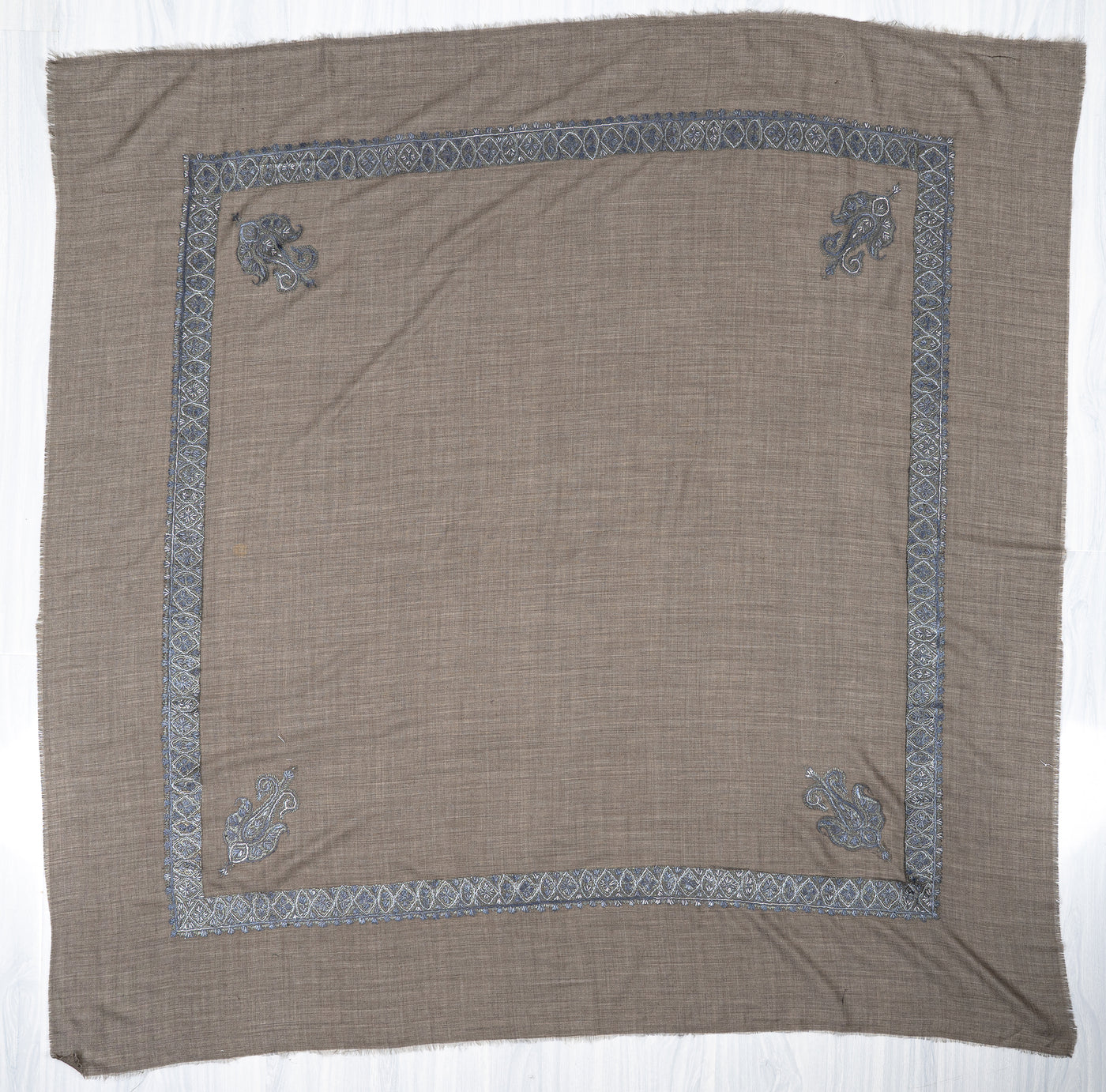 Stone Silver Rumal — Sozni Hand Embroidered