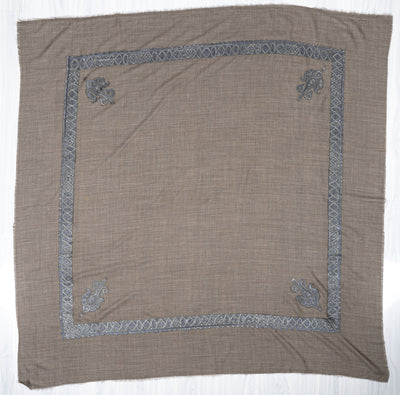 Stone Silver Rumal — Sozni Hand Embroidered