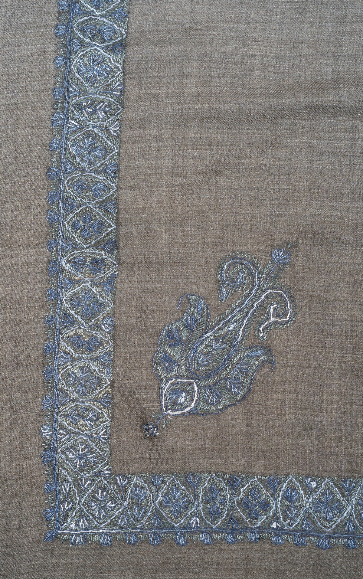 Stone Silver Rumal — Sozni Hand Embroidered