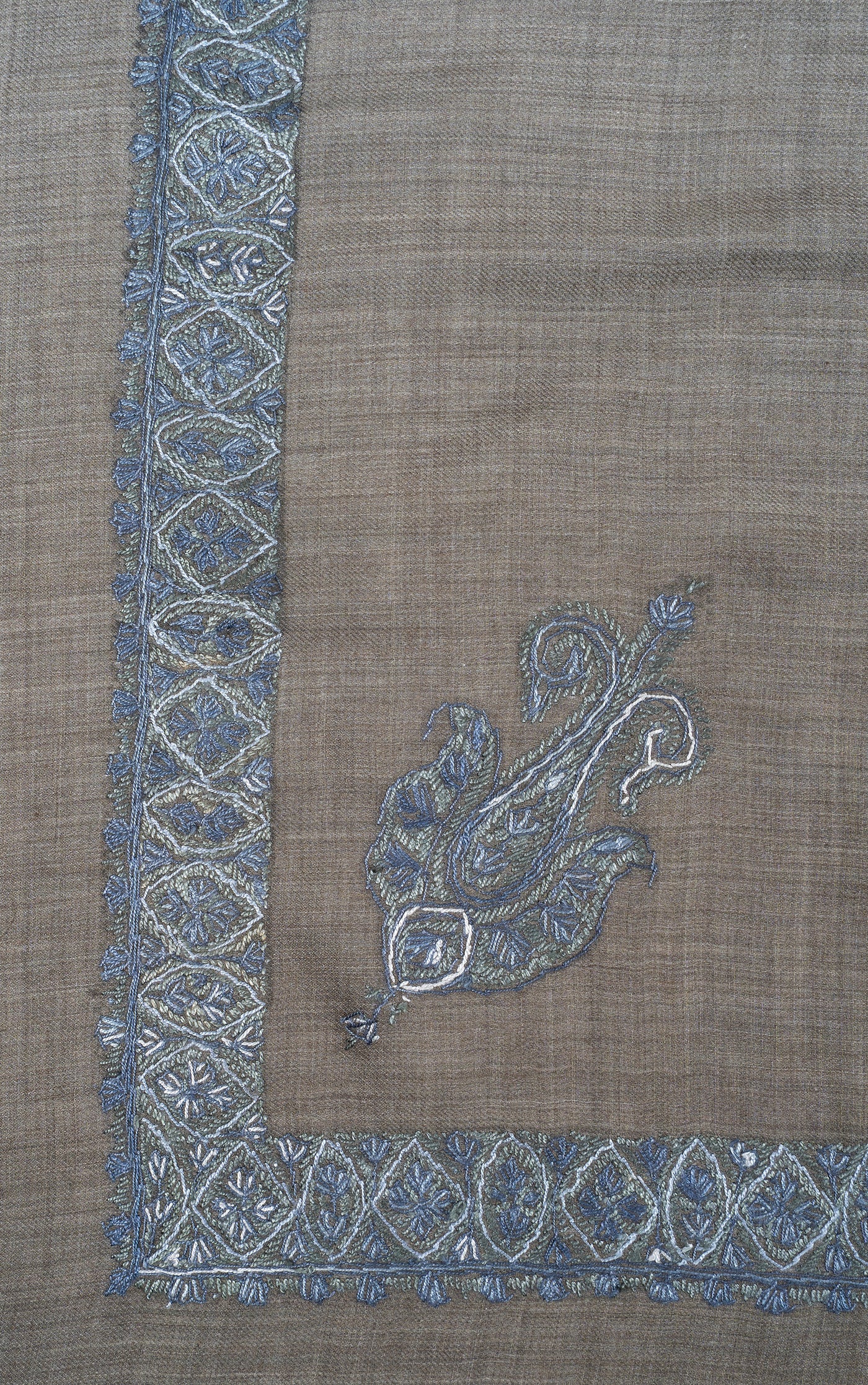 Stone Silver Rumal — Sozni Hand Embroidered