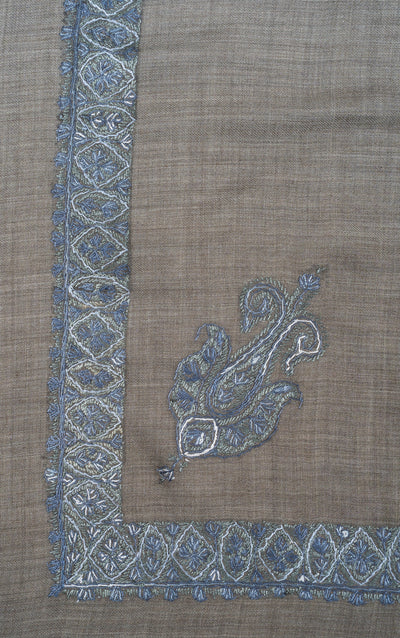 Stone Silver Rumal — Sozni Hand Embroidered
