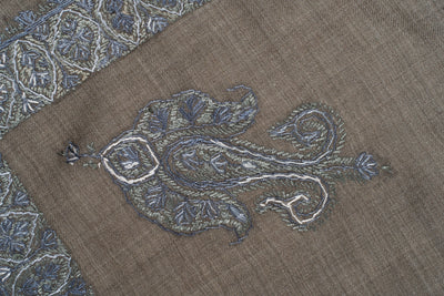 Stone Silver Rumal — Sozni Hand Embroidered