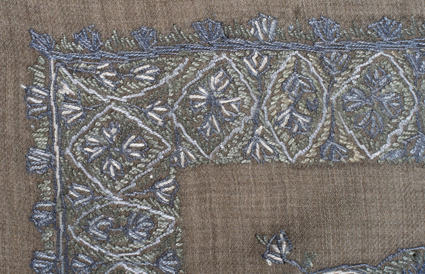 Stone Silver Rumal — Sozni Hand Embroidered