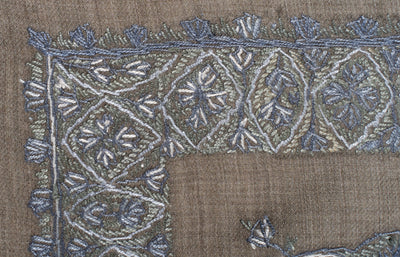 Stone Silver Rumal — Sozni Hand Embroidered