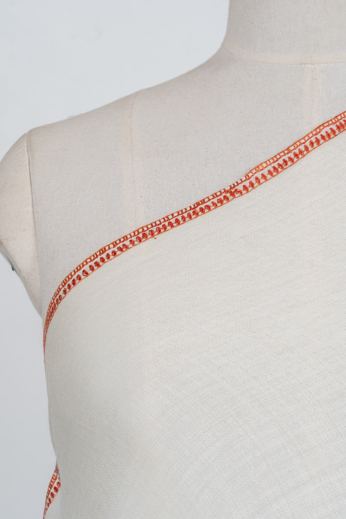 Ivory Azure Bloom 2.5 Yards Sozni Hand Embroidered Shawl