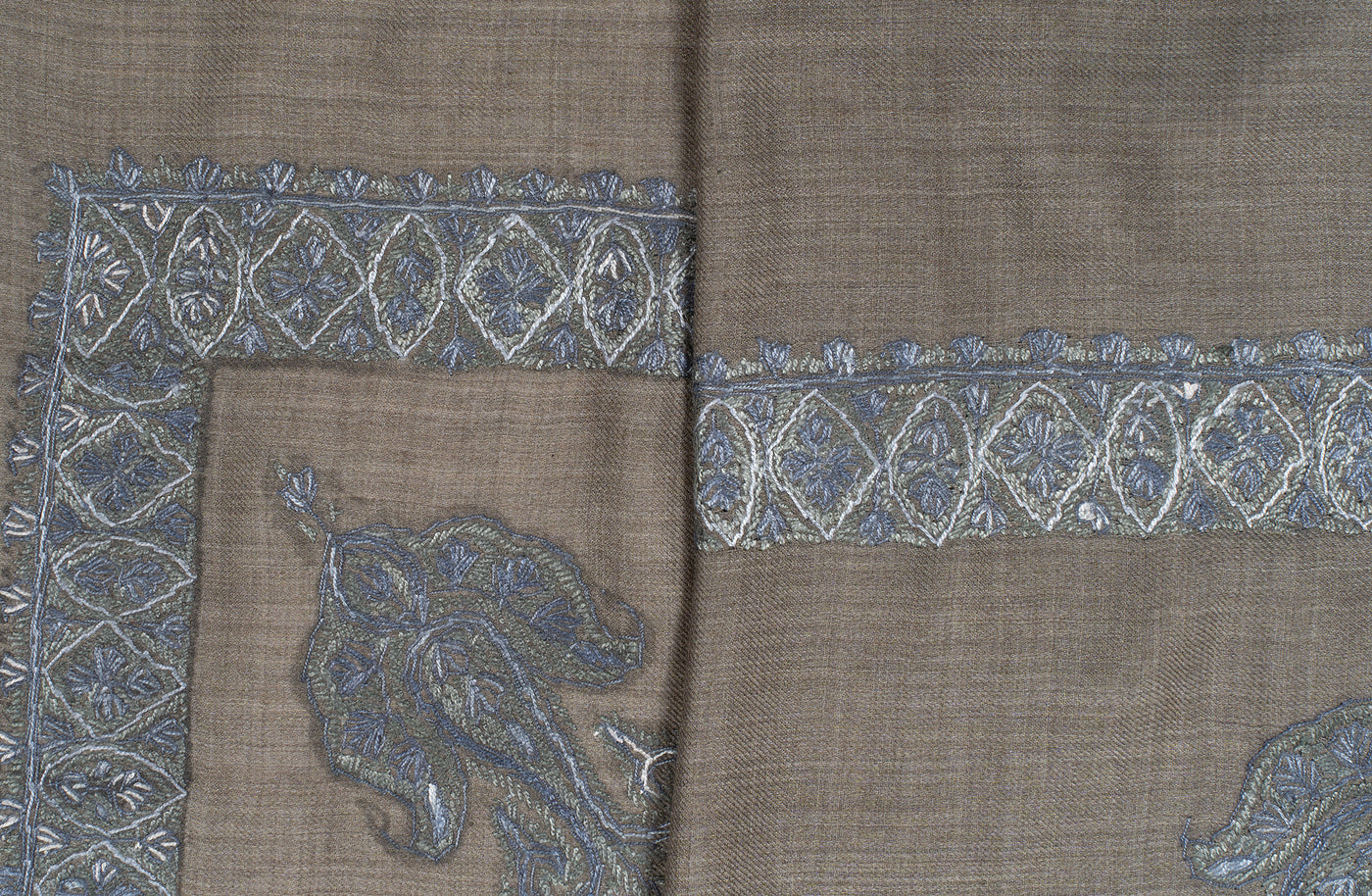Stone Silver Rumal — Sozni Hand Embroidered