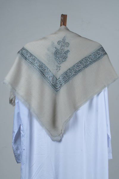 Ivory Sapphire Rumal — Sozni Hand Embroidered