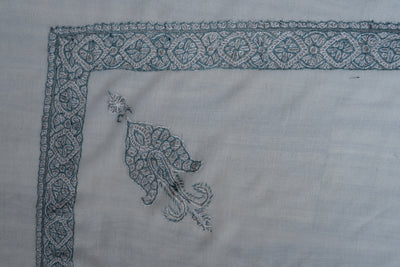 Ivory Sapphire Rumal — Sozni Hand Embroidered