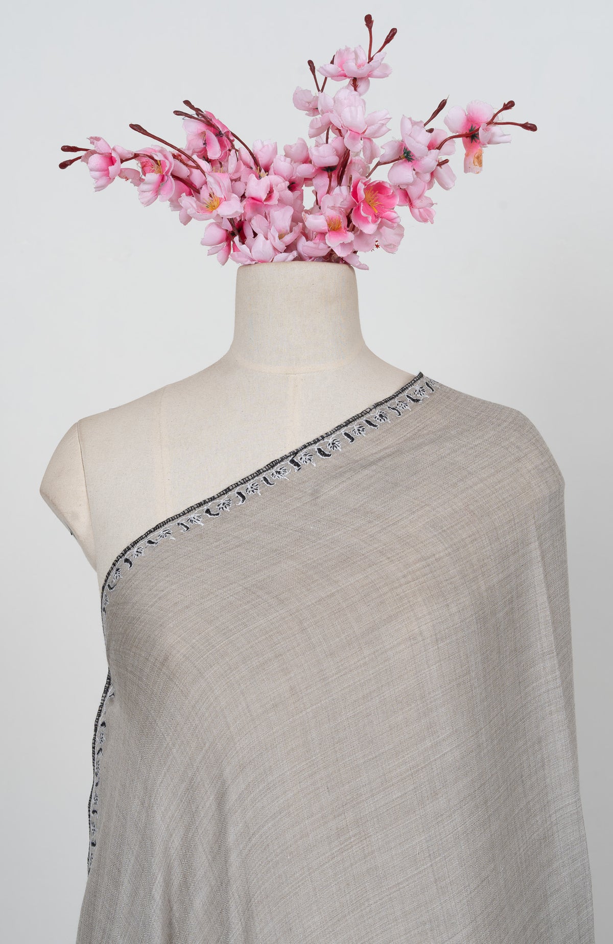 Sandstone Noir 2.5 Yards Sozni Hand Embroidered Shawl