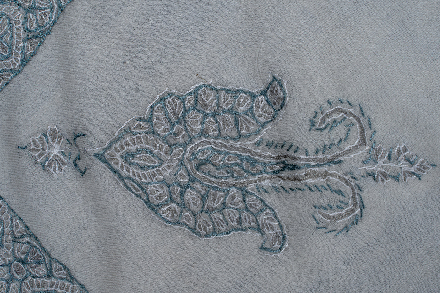 Ivory Sapphire Rumal — Sozni Hand Embroidered