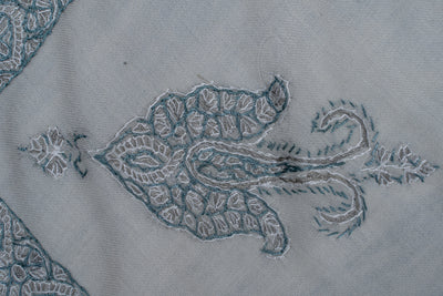 Ivory Sapphire Rumal — Sozni Hand Embroidered