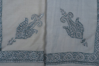 Ivory Sapphire Rumal — Sozni Hand Embroidered