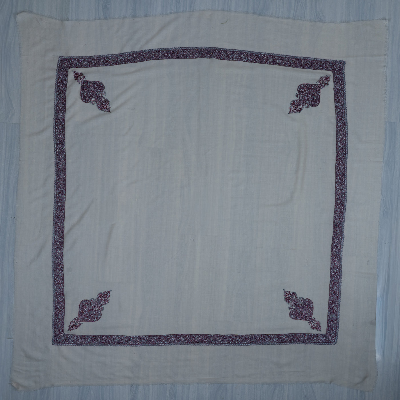 Ivory Plum Rumal — Sozni Hand Embroidered