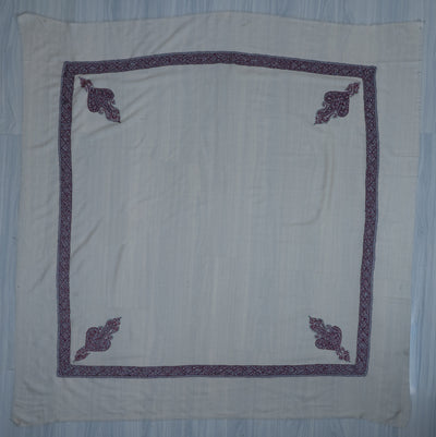 Ivory Plum Rumal — Sozni Hand Embroidered