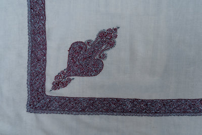 Ivory Plum Rumal — Sozni Hand Embroidered
