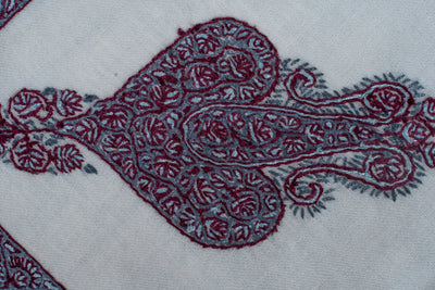 Ivory Plum Rumal — Sozni Hand Embroidered