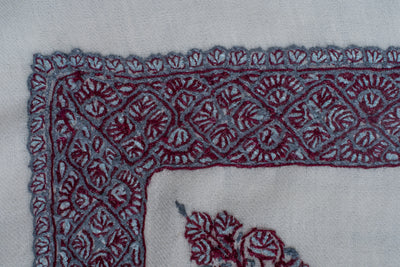 Ivory Plum Rumal — Sozni Hand Embroidered