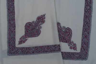 Ivory Plum Rumal — Sozni Hand Embroidered