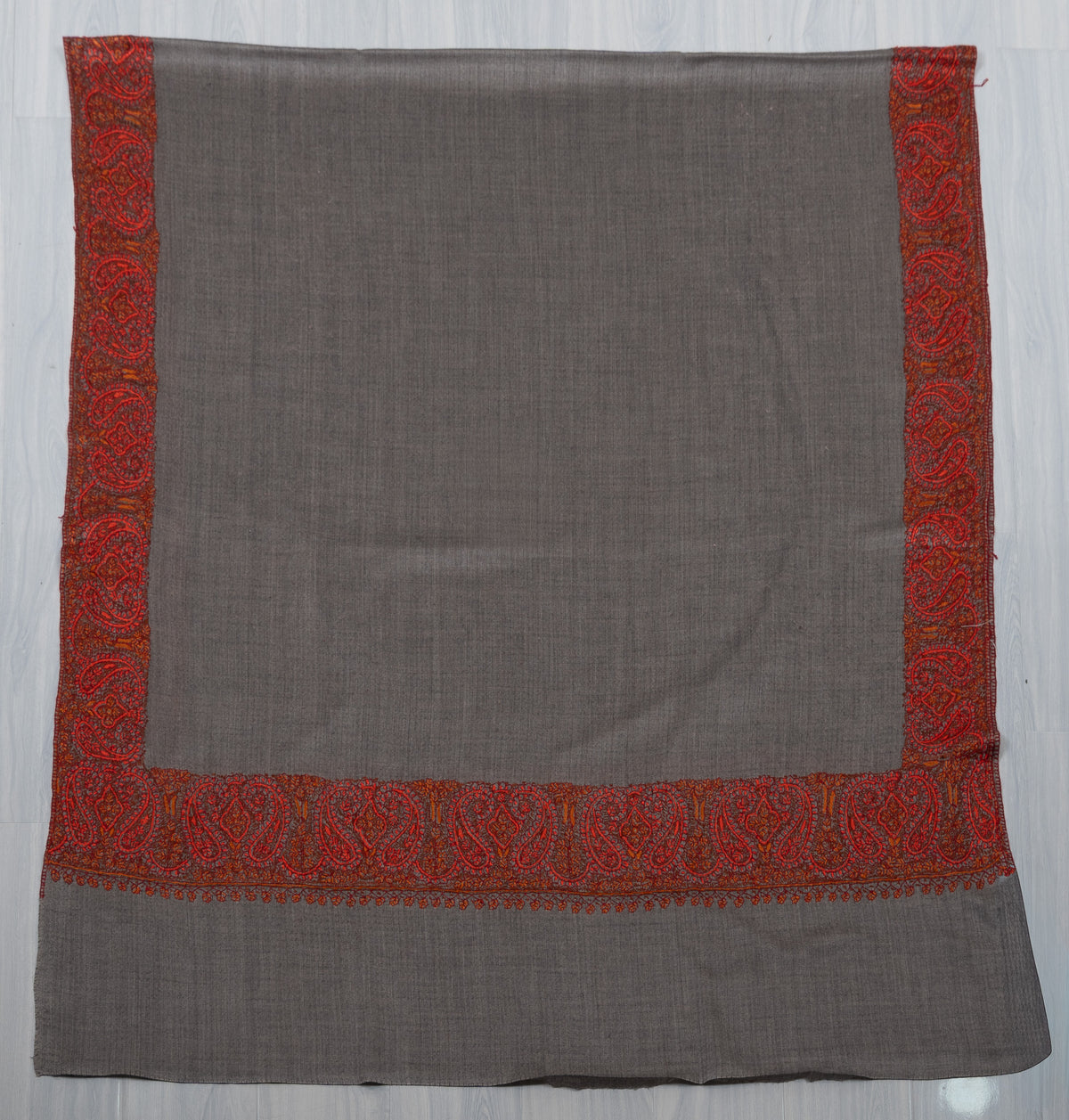 Ash Grey Ember 2.5 Yards Sozni Hand Embroidered Shawl