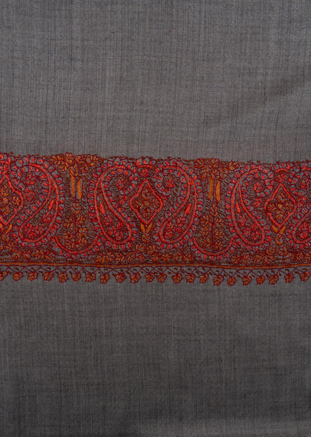 Ash Grey Ember 2.5 Yards Sozni Hand Embroidered Shawl