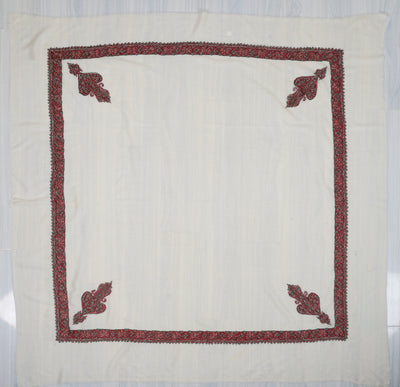 Ivory Ruby Rumal — Sozni Hand Embroidered