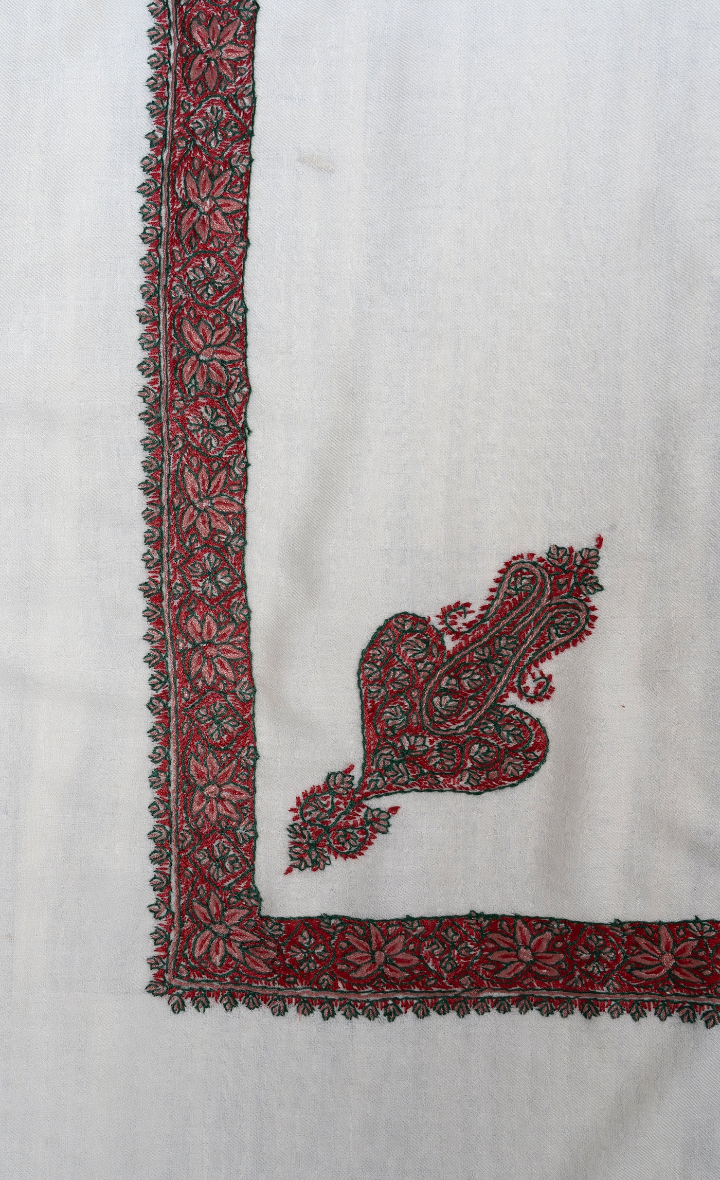 Ivory Ruby Rumal — Sozni Hand Embroidered