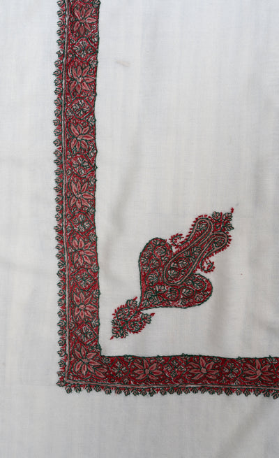 Ivory Ruby Rumal — Sozni Hand Embroidered